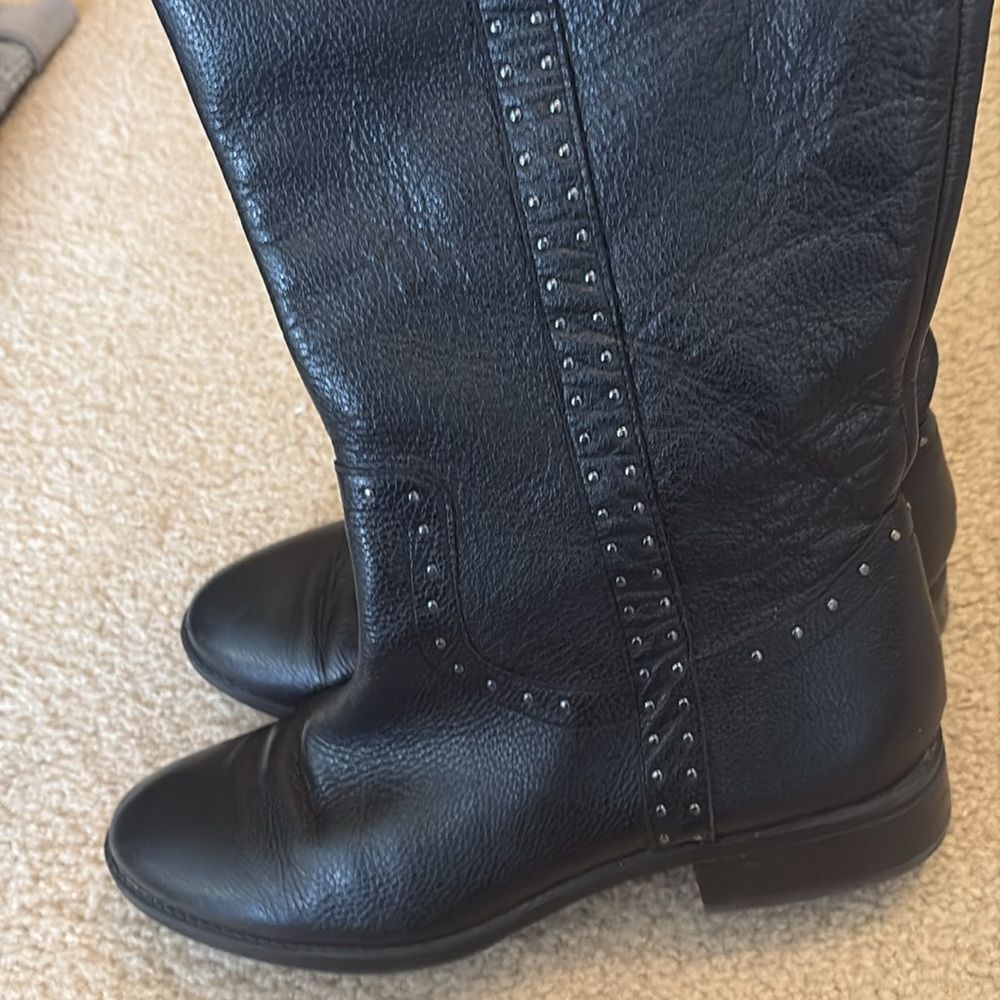 Sam Edelman Prina Riding Boot Black Studded Leather Flat Sz 10 - Picture 9 of 11